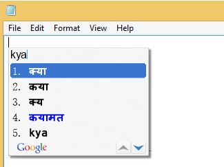 google hindi language input